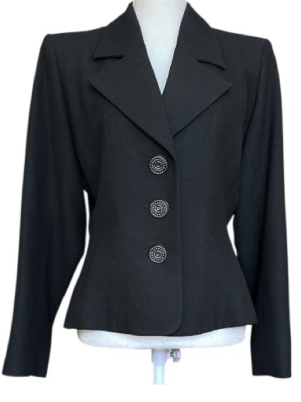 Yves Saint Laurent Vintage Black Wool Fitted Blazer Size FR 42 US 10